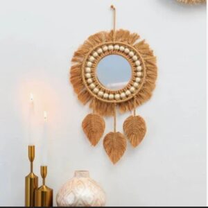 Round Wall Mirrors Room Decor Handmade Macrame Decorative Hanging Mirror Living Room Bedroom Home Apartment Decoration